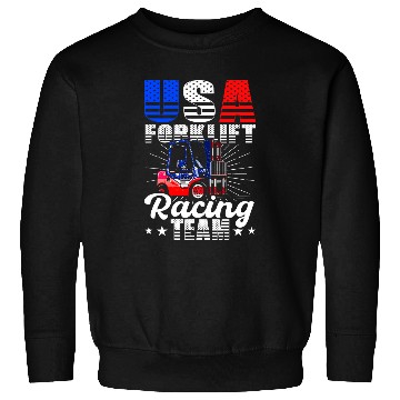 Discover Forklift Fun USA Forklift Operator Racing Team Warehouse Worker Sweatshirts