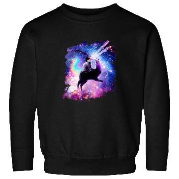 Discover Llama Pet Laser Eyes Outer Space Cat Riding on Llama Unicorns 9 Sweatshirts