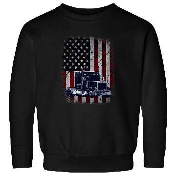 Discover Truck Fun American Flag Trucker Big Rig SemiTrailer Sweatshirts