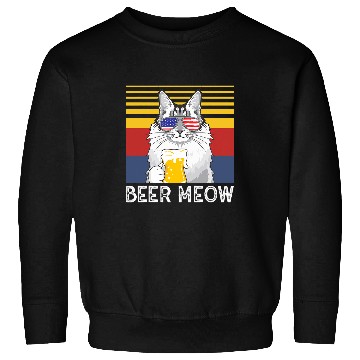 Discover Beer Fun Maine Coon Cat Beer Meow Sweatshirts
