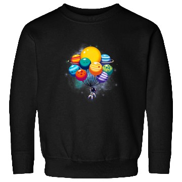 Discover Astronaut Job Child Astronaut Holding Planet Balloons Boys Girls Stem Sweatshirts