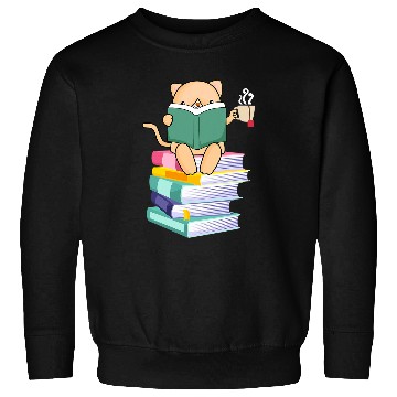 Discover Book Fun Kitten Tea Cat Owners Kitty Lover Meow Book Sweatshirts