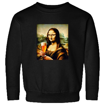 Discover Beer Fun Mona Lisa Drinking Beer Lover s Artistic Sweatshirts