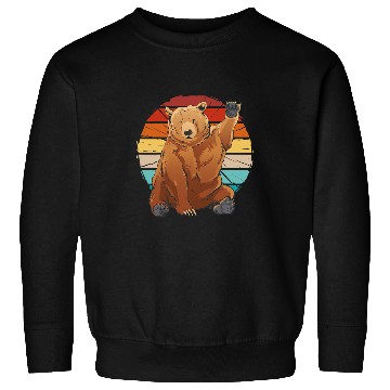 Discover Bear Pet friendly grizzly bear waving its hand bear greeting Sweatshirts