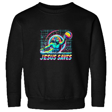Discover 80s Vaporwave Jesus Saves Water Polo Sweatshirts