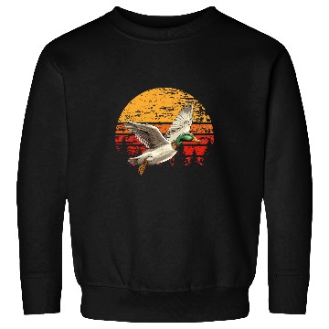 Discover Duck Hunting Retro Sunset Flying Mallards Duck Hunter Sweatshirts