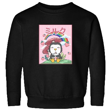 Discover Penguin Pet Cottagecore Aesthetic Kawaii Penguin Strawberry Milk Sweatshirts