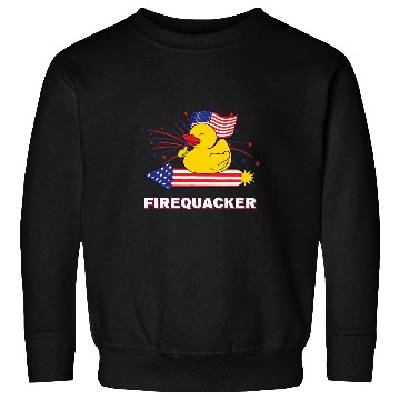 Discover Duck Pet Funny 4th July Firequacker Rubber Duck Riding A Firework Sweatshirts