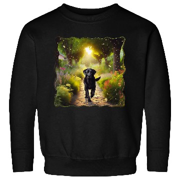 Discover Beautiful Black Lab Dog Running Down a Garden Path Sweatshirts