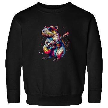 Discover capybaras Pet Playing Guitar Rock and Roll capybaras Lover 1 Sweatshirts
