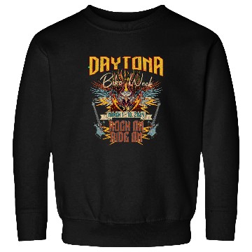 Discover 2024 DAYTONA BEACH BIKE WEEK ROCK ON RIDE ON FRONT ART Sweatshirts