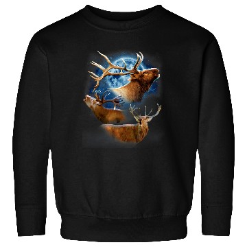 Discover Funny Elk Hunting s Elk s Elk Howling at the Moon Sweatshirts