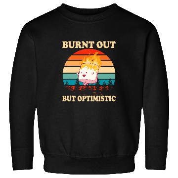 Discover Burnt Out But Optimistic Marshmallow Retro Sunset Camping 1 Sweatshirts