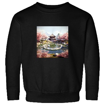 Discover Circular Oasis Korean Serenity Amid Reflective Waters Sweatshirts