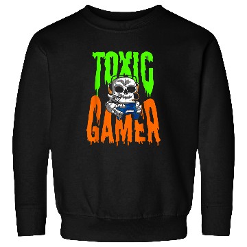 Discover Funny Halloween Deadass Toxic Gamer Gaming Controller Skull Sweatshirts
