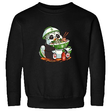 Discover Panda Pet Funny Vietnamese Pho Noodle Soup Panda Bear Eating Pho Soup Sweatshirts