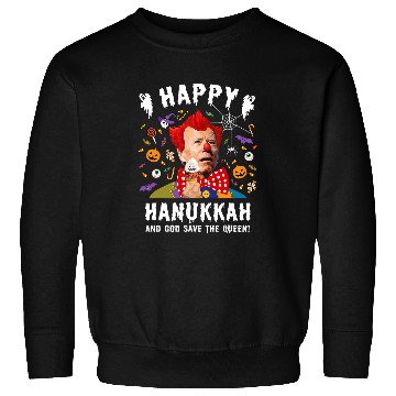Discover Halloween Biden Happy Hanukkah And God Save The Queen Funny Sweatshirts