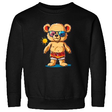 Discover Bear Pet Pool Teddy Bear with swimming Trunks and Sunglasses Sweatshirts