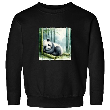 Discover Panda Pet Sleeping Under Bamboo While Gentle Rain Sleep Serene Sweatshirts