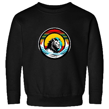 Discover Lion Pet Majestic Big Cat Line Art Afrocentric Lion Illustration Sweatshirts