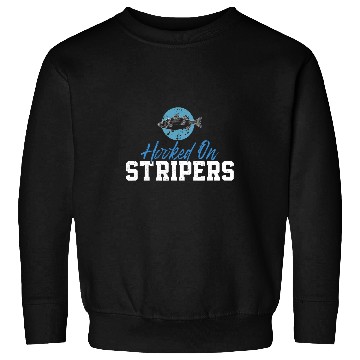 Discover Funny Striped Bass Fishing Hooked On Stripers Striper Hunter Sweatshirts