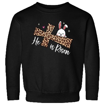 Discover He Is Risen Leopard Cross Bunny Easter Day Christian Faith Sweatshirts