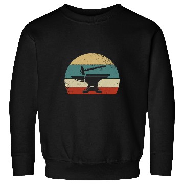 Discover Blacksmith Job Blacksmithing Funny Retro Blacksmith Anvil Ironworker Sweatshirts