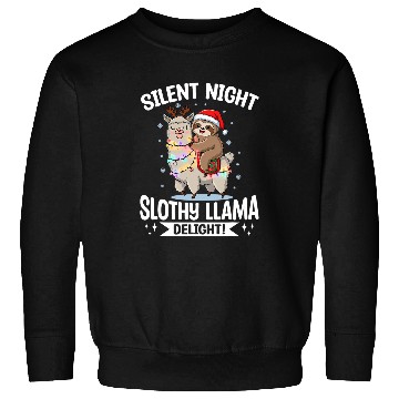 Discover Sloth Pet Llama Christmas Silent night slothy llama delight Sweatshirts