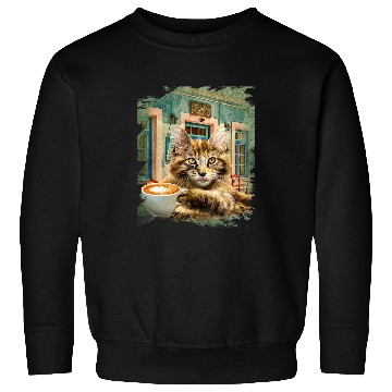 Discover Coffee Fun Maine Coon Cat With Coffee Sweatshirts
