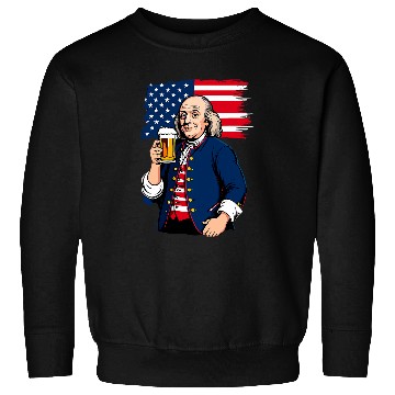 Discover Beer Fun Boozing Benjamin Franklin With Beer Mug 4th July Funny Sweatshirts