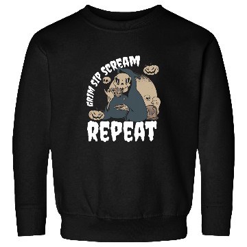 Discover Coffee Fun Grim Sip Scream Repeat Halloween Coffee Sweatshirts