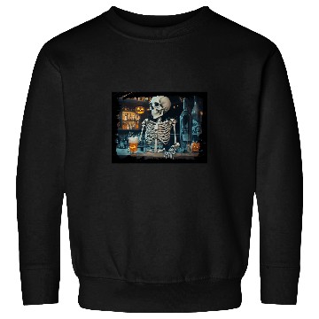 Discover Scary Bartender Halloween Skeletons Monster Beer Bourbon Sweatshirts