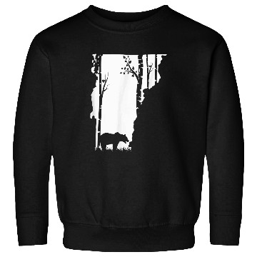 Discover Bear Pet Brown Grizzly Bear Hunting Vermont map Hunter Sweatshirts
