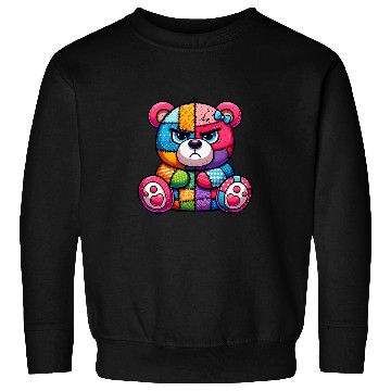 Discover Bear Pet Rebel teddy bear A colorful patchwork look Sweatshirts