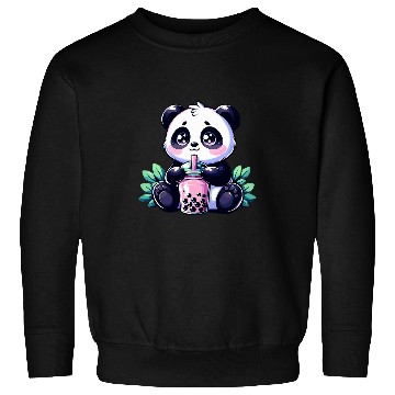 Discover Panda Pet Kawaii Cute Anime Panda Drinking Bubble Boba Tea Panda Sweatshirts