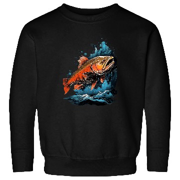 Discover Fisherman Fly Fishing Arctic Char Brook Trout Fish 7 Sweatshirts