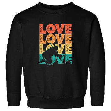 Discover Retro Curling Stone Love Word Theme Graphic Design Sweatshirts