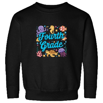 Discover Turtle Pet Fourth Grade Under The Sea Underwater Turtle Fish School Sweatshirts