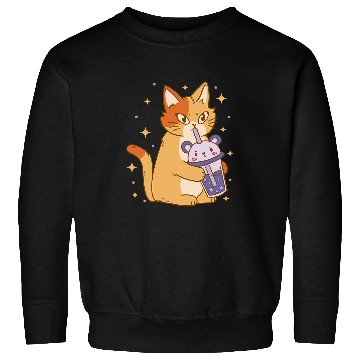 Discover Panda Pet Kawaii Bubble Tea Cat Funny Panda Boba Tea Sweatshirts