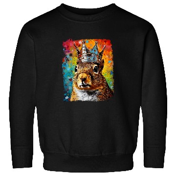 Discover Squirrel Pet Pop Art Zoo Farm Animal Squirrel Crown King Queen Sweatshirts