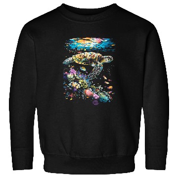 Discover Turtle Pet Hawaii Postcard Turtle Swimming Crystal Clear Sweatshirts