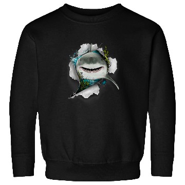 Discover Shark Great White Shark Deep Sea Fishing Funny Shark Sweatshirts
