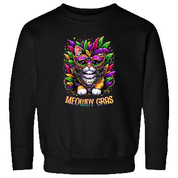 Discover Meowdy Gras Cat Kitten Masquerade Mardi Gras Beads Sweatshirts