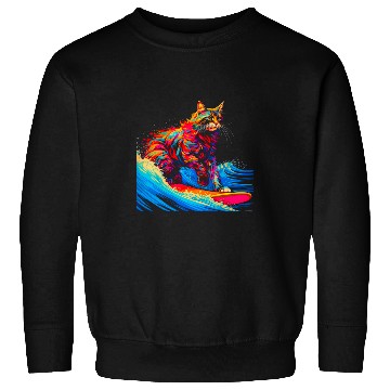 Discover Surfing Maine Coon Cat Surf Sweatshirts