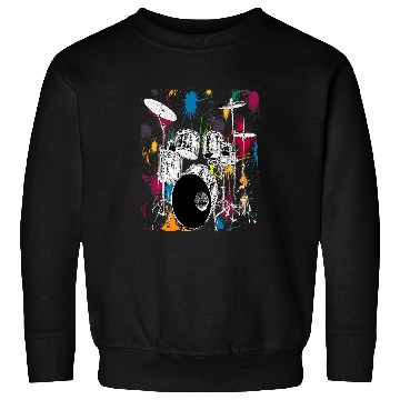 Discover Drums Drummer Silver Drum Set Artistic Design Gift Tee Drums Sweatshirts