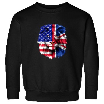 Discover Lion Pet British American Flag Lion Britain Union Jack USA Flag Sweatshirts