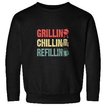 Discover Beer Fun Grillin Chillin Refillin Barbeque BBQ Party Drinking Beer 1 Sweatshirts