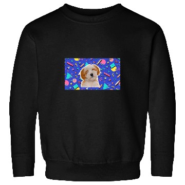 Discover 90s Sticker Pattern Dog Tibetan Terrier Sweatshirts