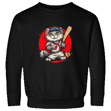 Discover Cat Baseball Lover Baseball Player Sport Kitty Meow 2 Sweatshirts