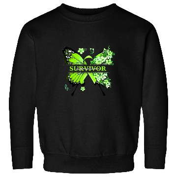 Discover Butterfly Flowers Lime Green Ribbon Lymphoma Warrior Sweatshirts